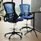 Flash Furniture Kelista Mid-Back Blue Mesh Ergonomic Drafting Chair with Adjustable Foot Ring and Flip-Up Arms BL-X-5M-D-BLUE-GG - alternate 4